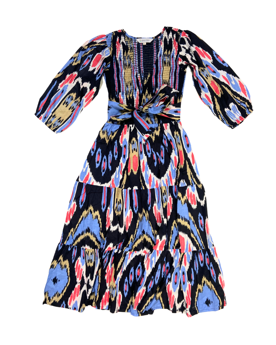 Newday Originals Abstract Print Midi Dress with Belt Detail
