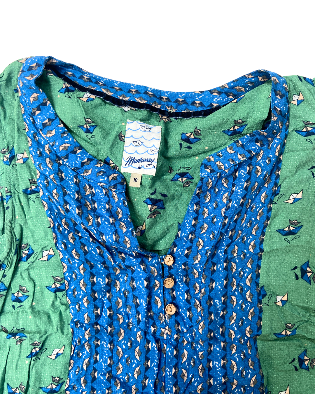 Mantaray Blue and Green Blouse