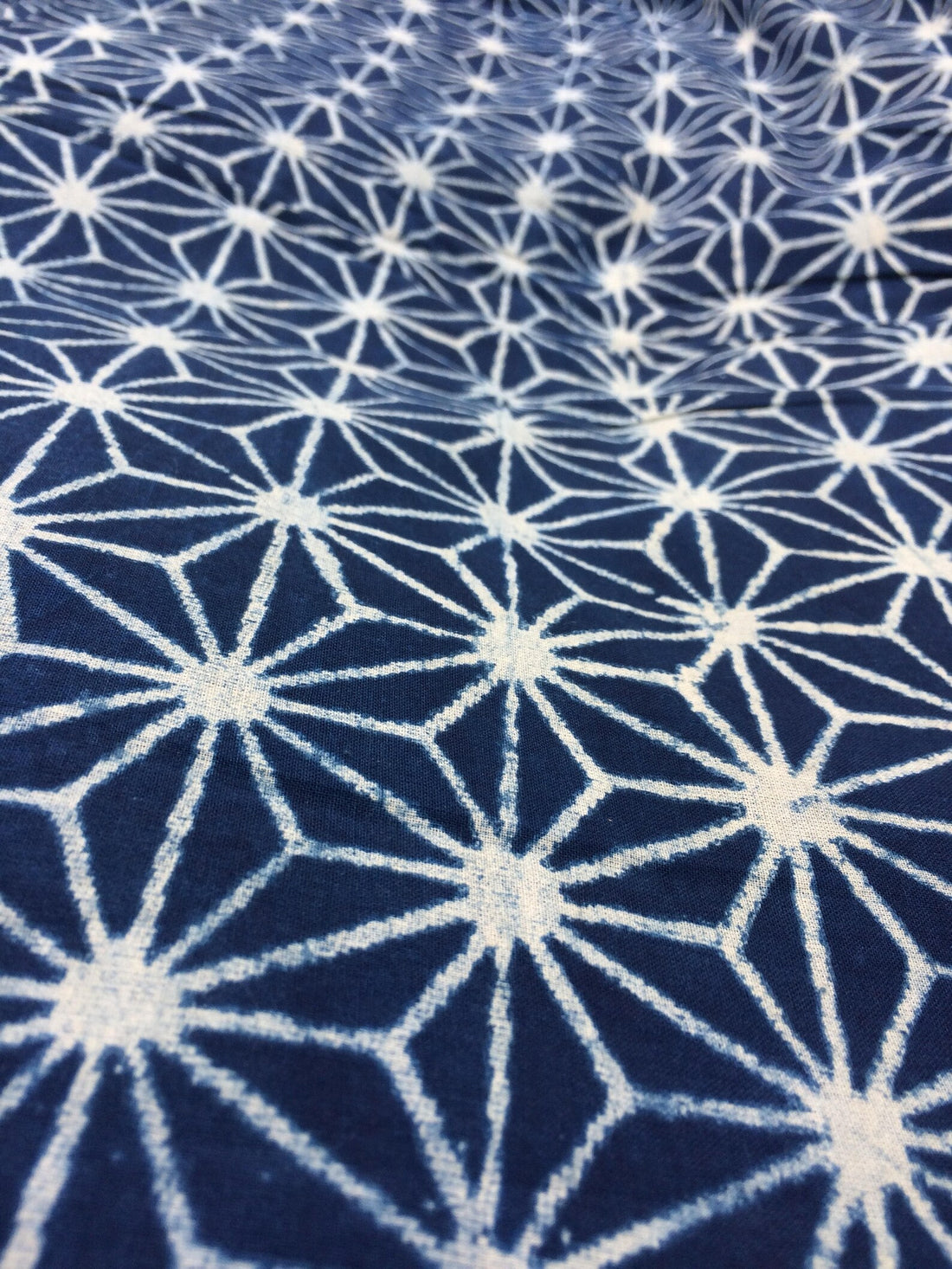 Hand printed Star indigo cotton fabric