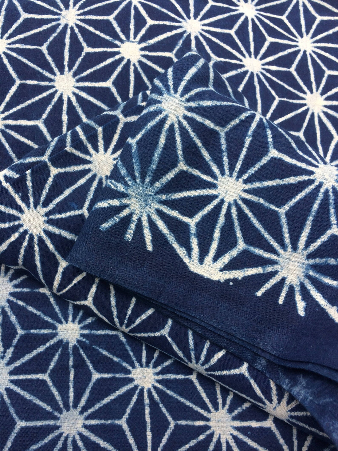 Hand printed Star indigo cotton fabric