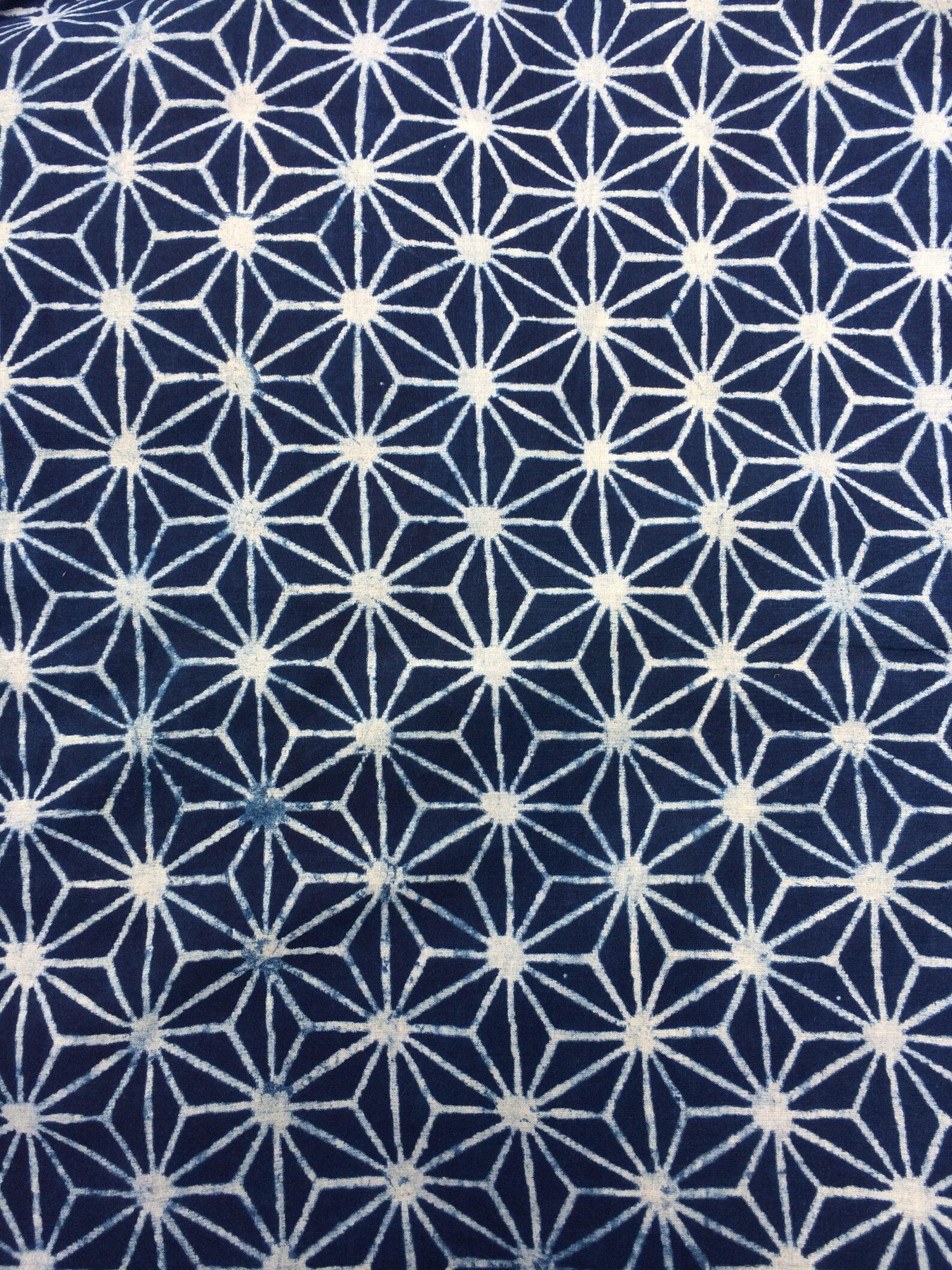 Hand printed Star indigo cotton fabric