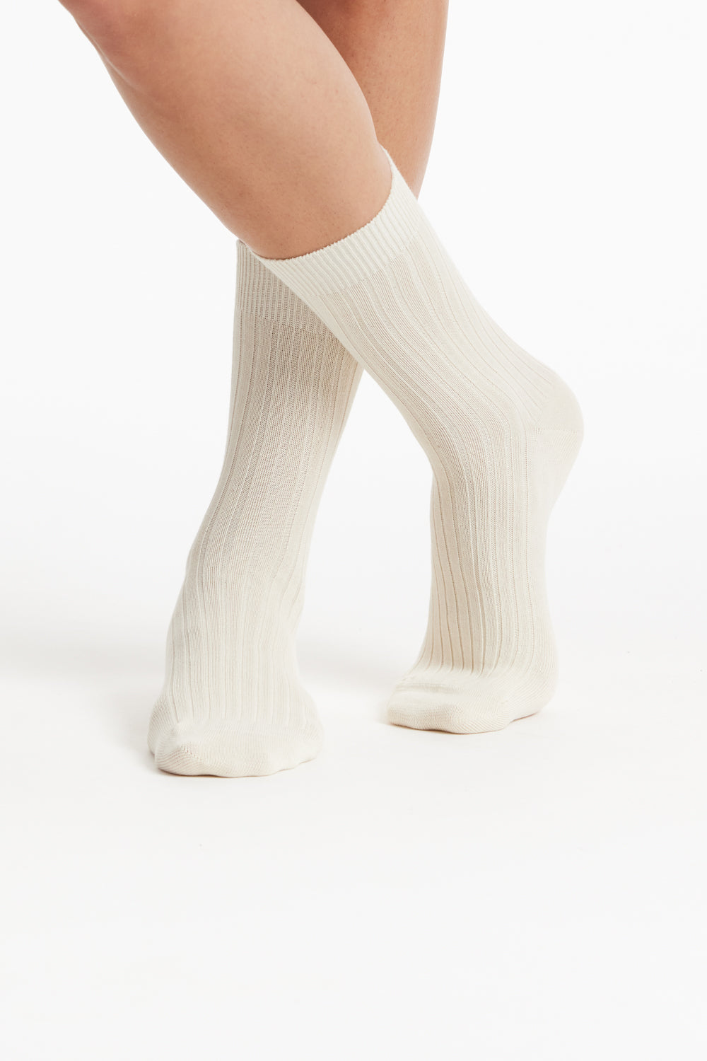 Rib Socks in Cream
