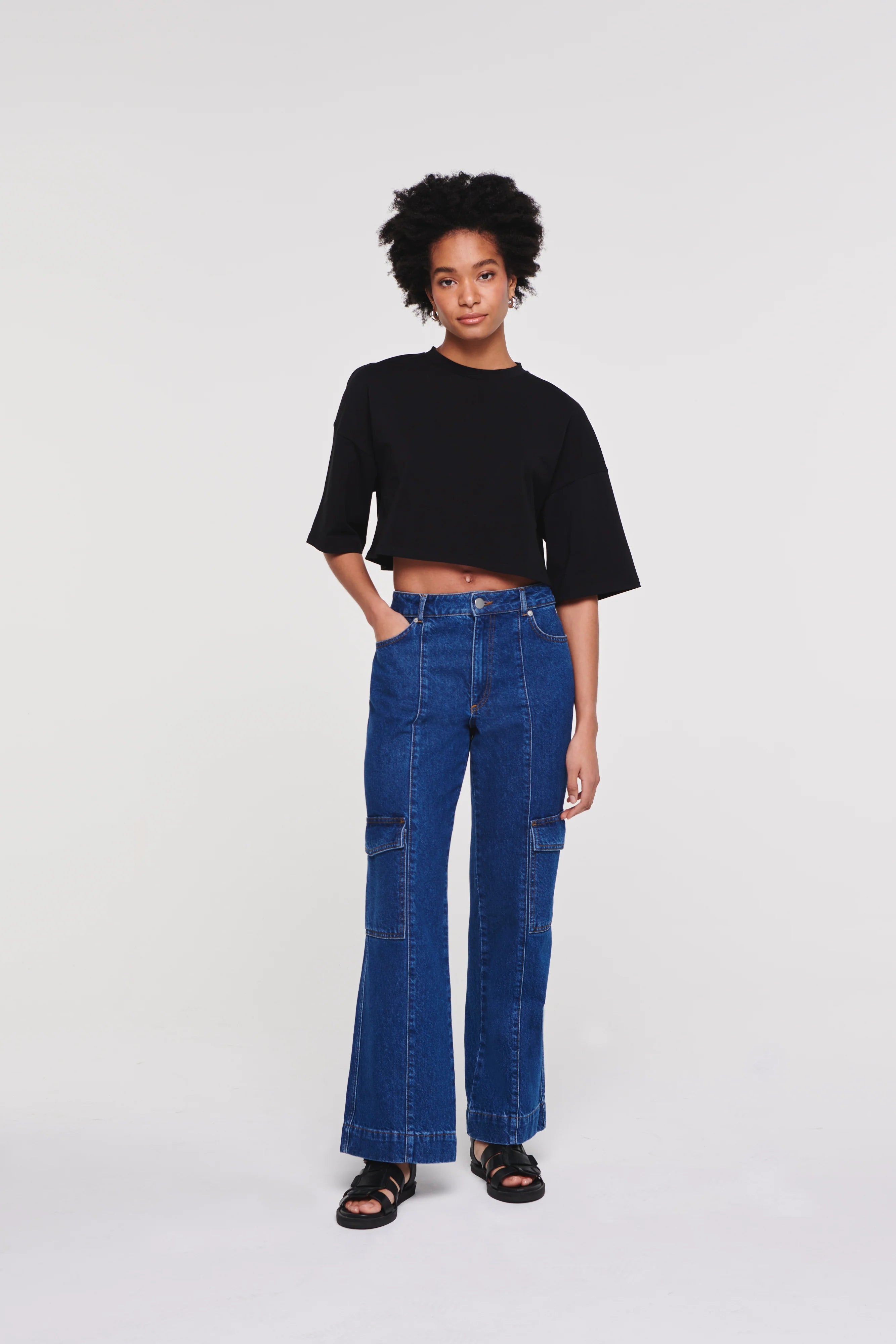 Frances Cropped T-Shirt In Black