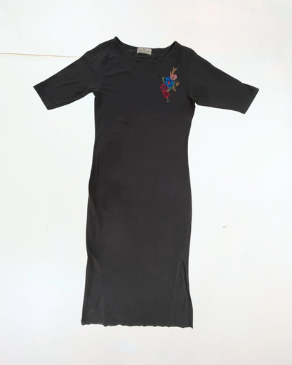 Know The Origin Black Floral Embroidery Dress Size 10