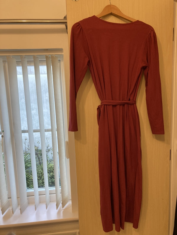 second hand People Tree Organic cotton wrap dress in red 10 OWNI
