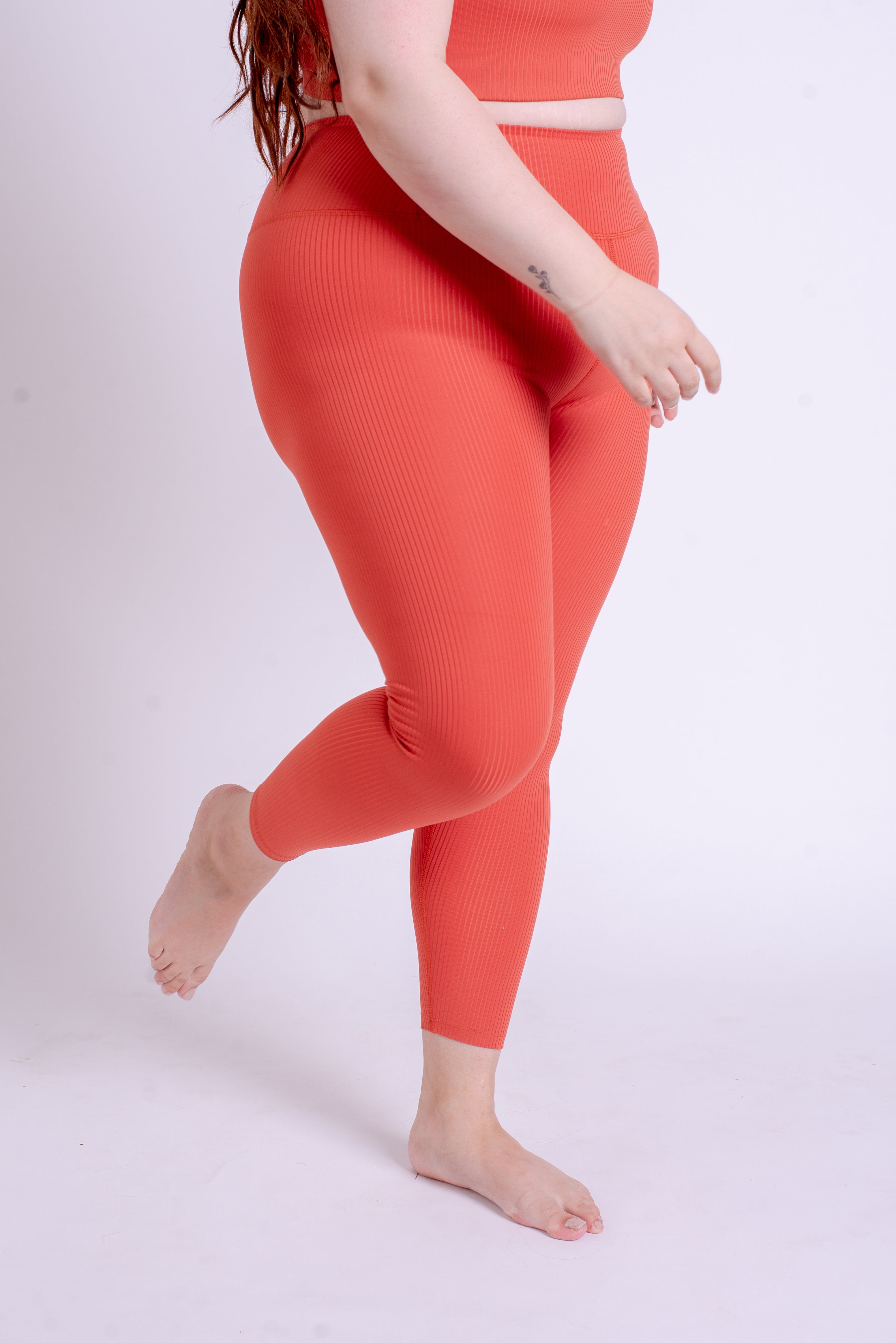 Girlfriend Collective High Rise Rib Leggings in Red Clay