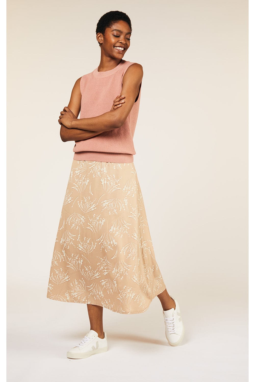 People Tree Skirt Alison Seed Print Skirt in Beige