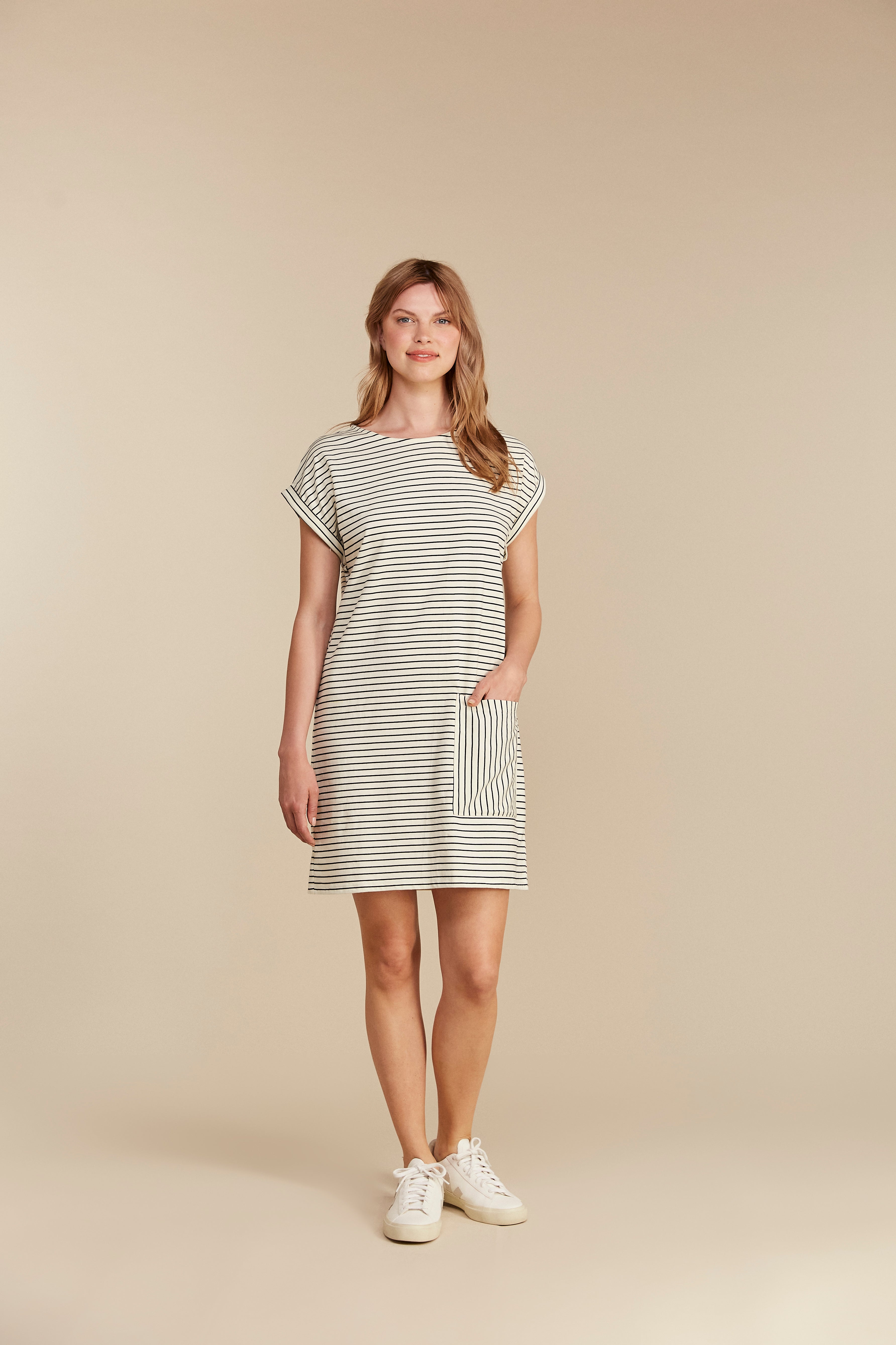 Camber Striped Dress in Navy
