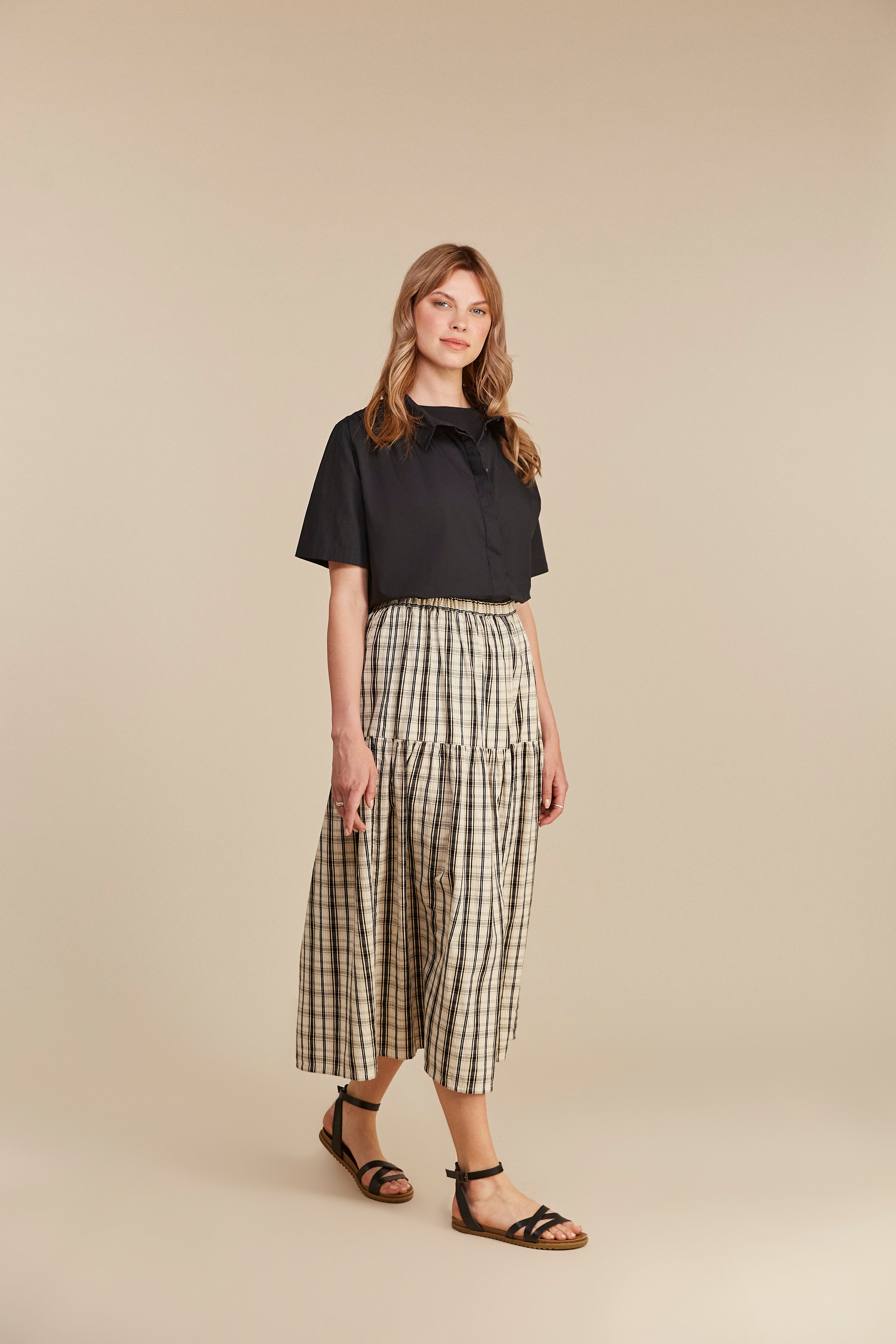 Ulla Checked Skirt in Black