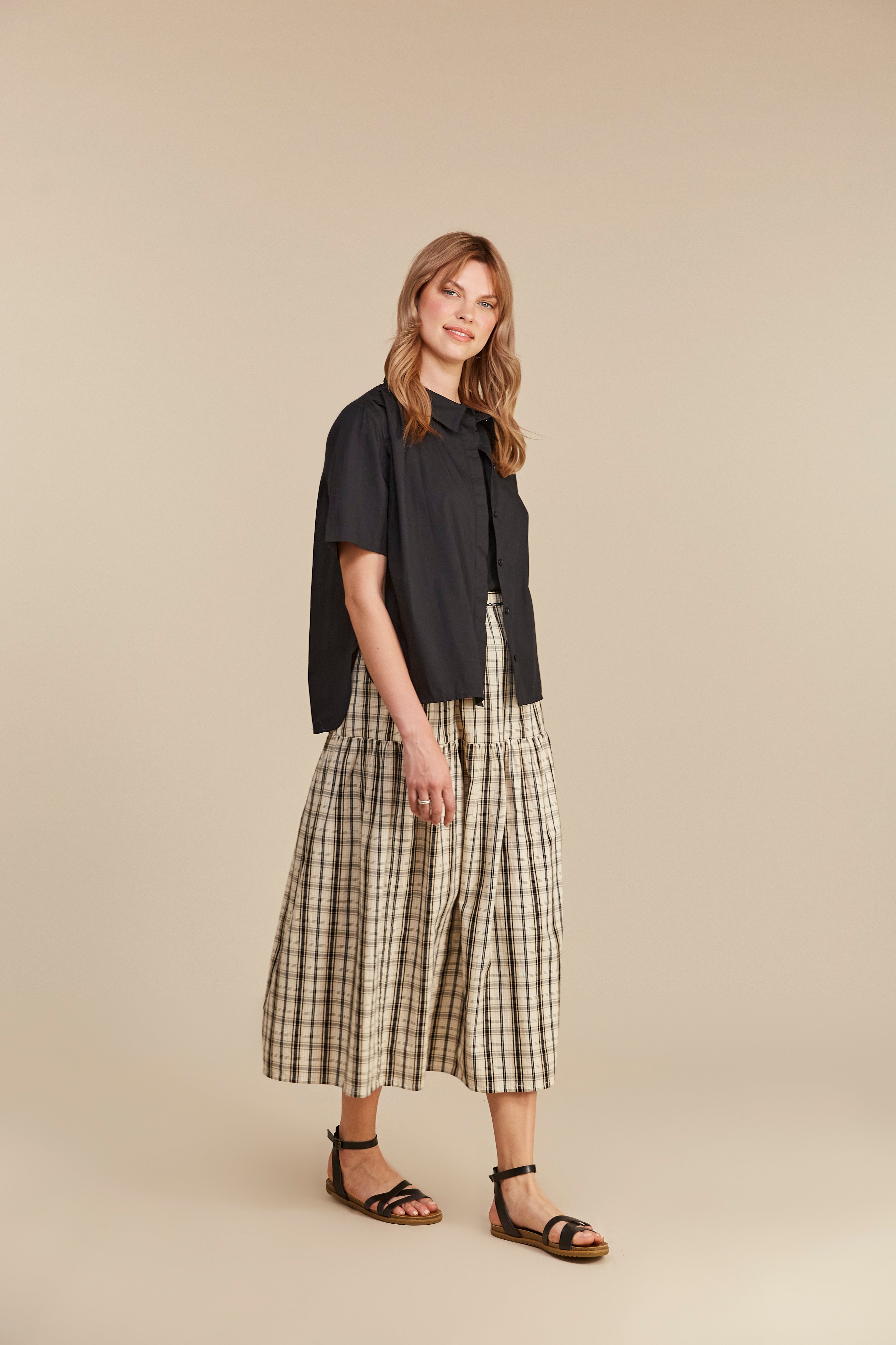 Ulla Checked Skirt in Black
