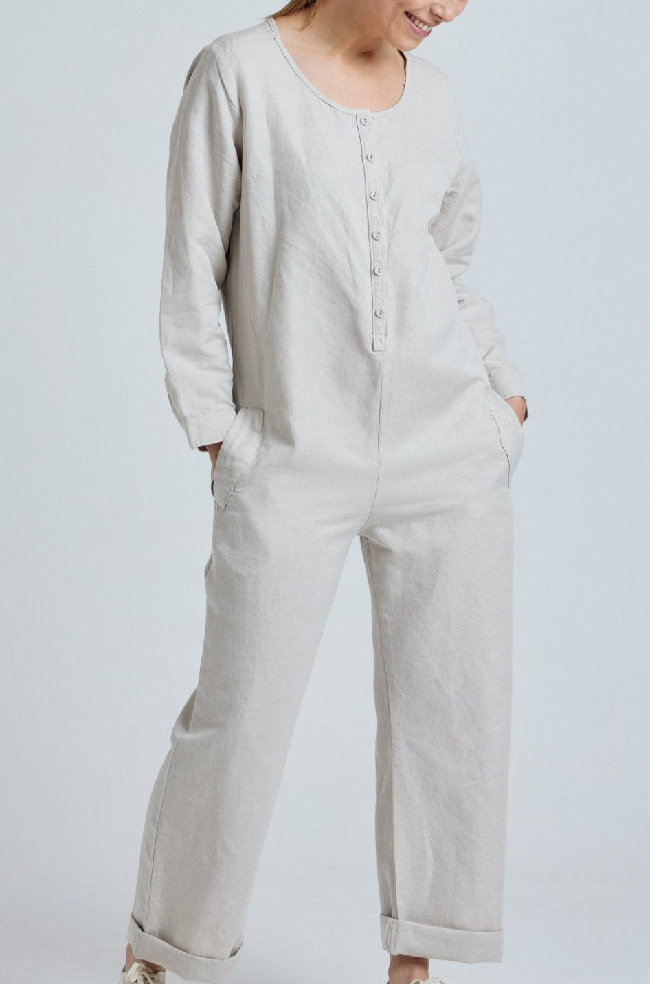 Natural Clara Jumpsuit - GOTS Certified Organic Cotton and Linen