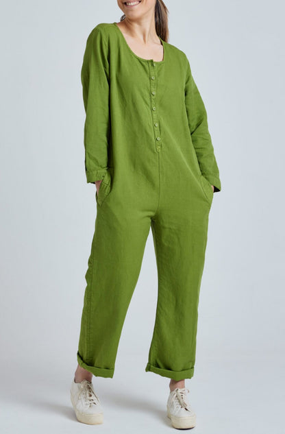 Spring Green Clara Jumpsuit - GOTS Certified Organic Cotton and Linen