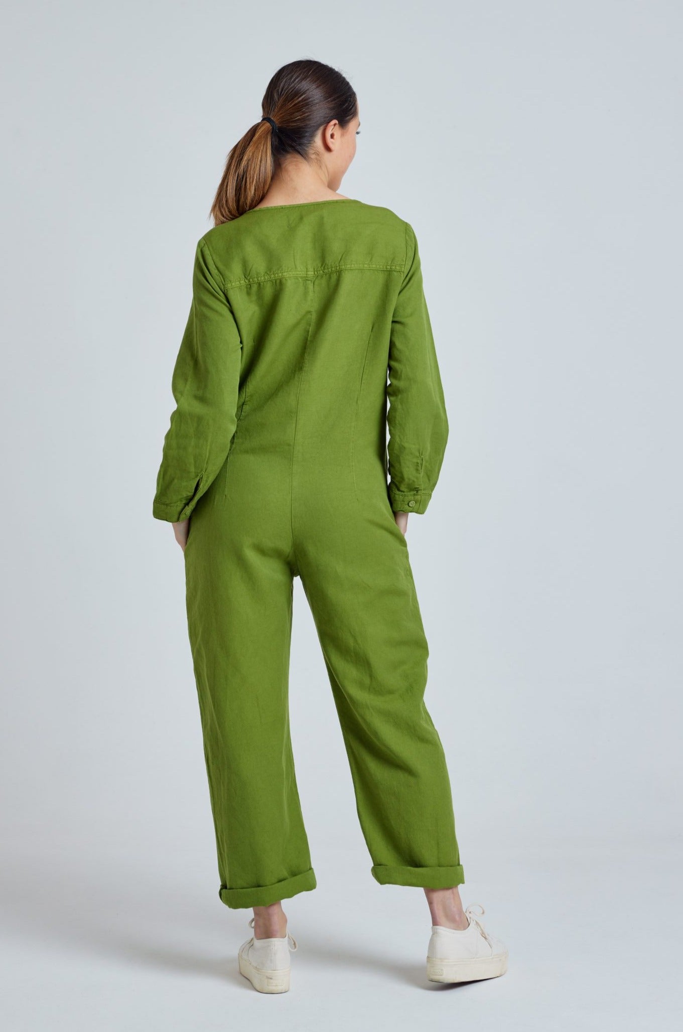 Spring Green Clara Jumpsuit - GOTS Certified Organic Cotton and Linen