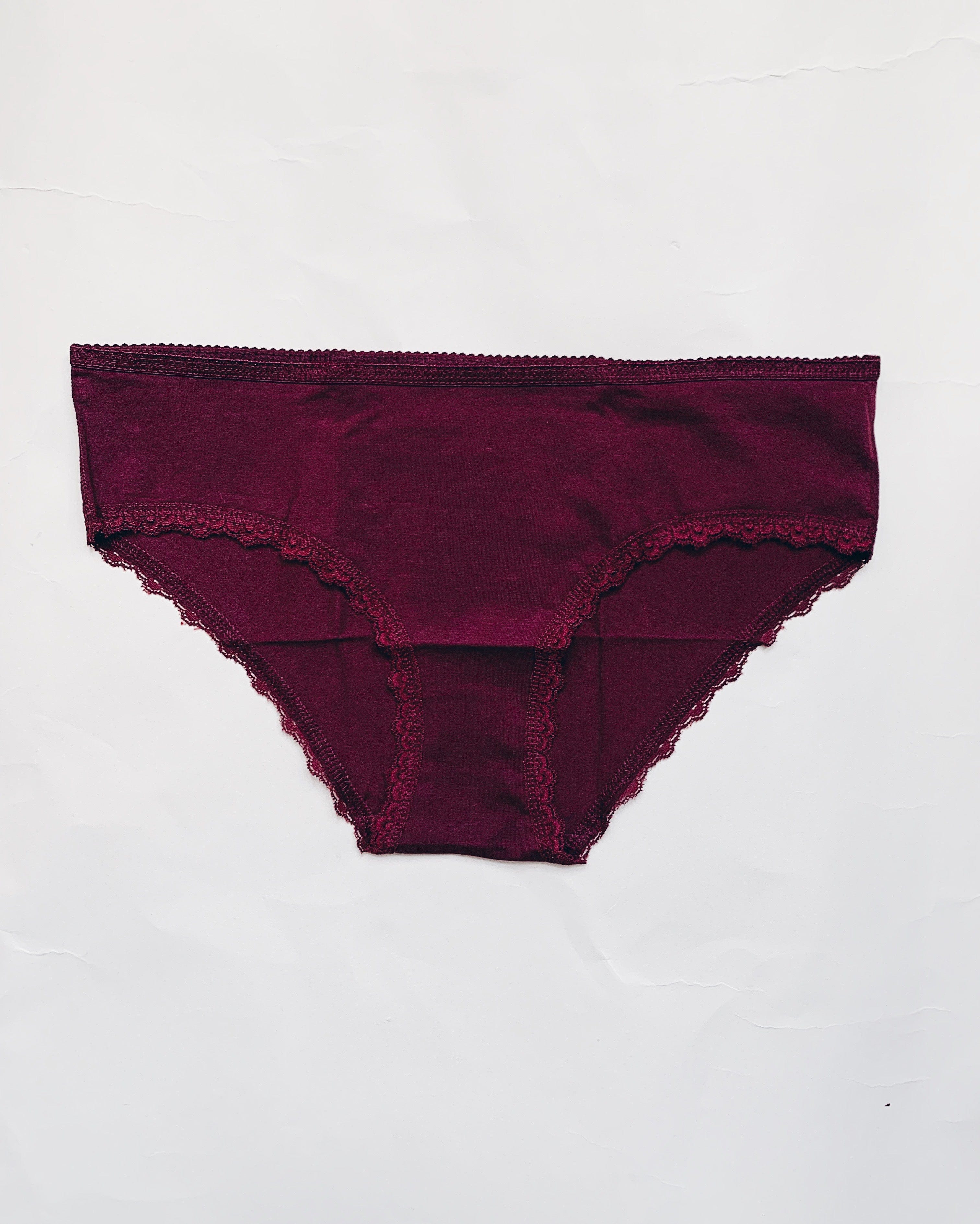 People Tree Underwear Burgundy Lace Hipster