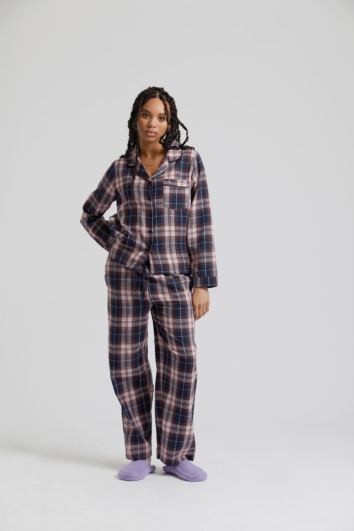 JIM JAM - Womens Organic Cotton Pyjama Set Dusty Mauve