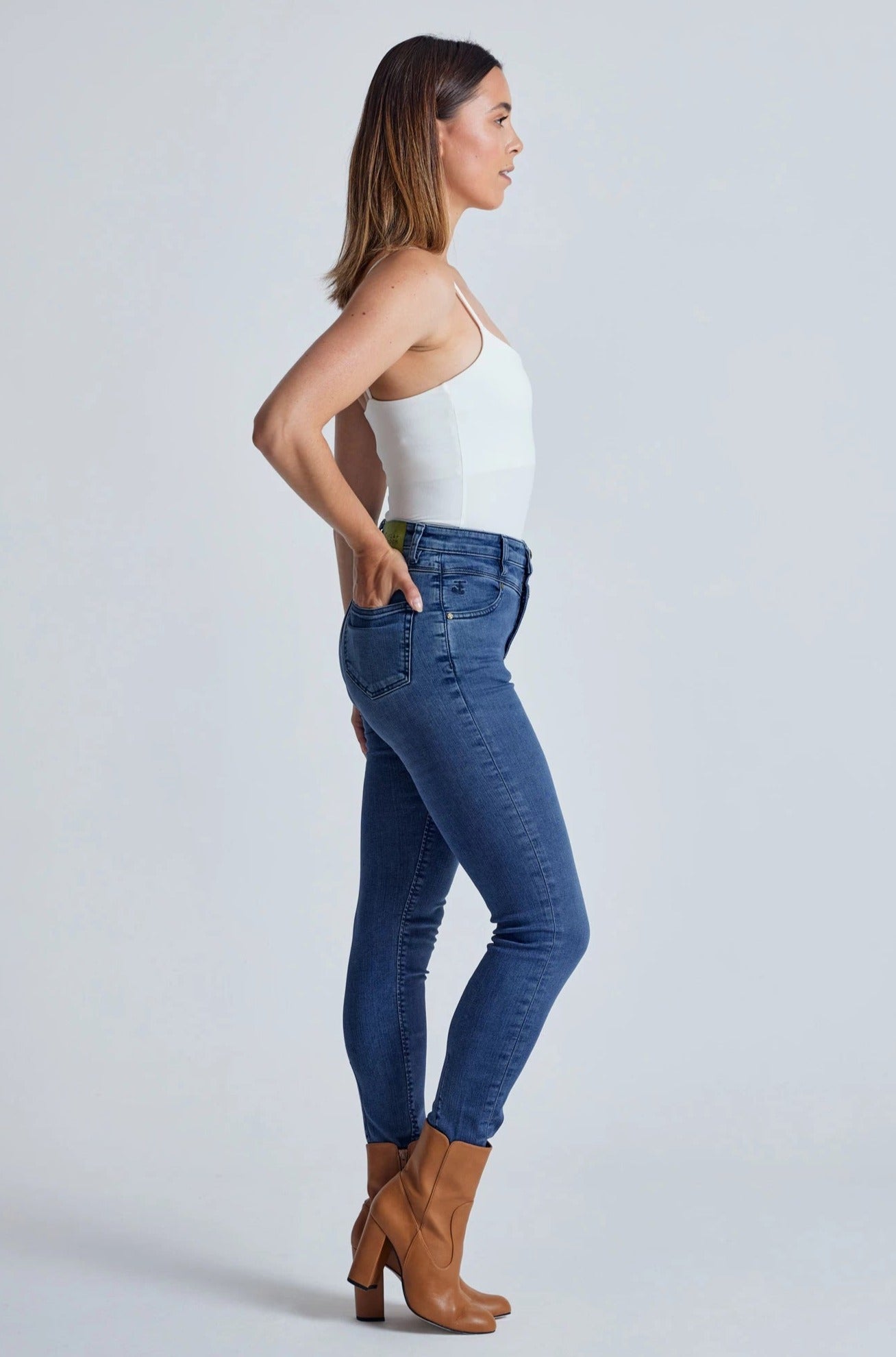 High Waisted Gray Coated Skinny Jeans - GOODIES COLLECTIONS BY J&F