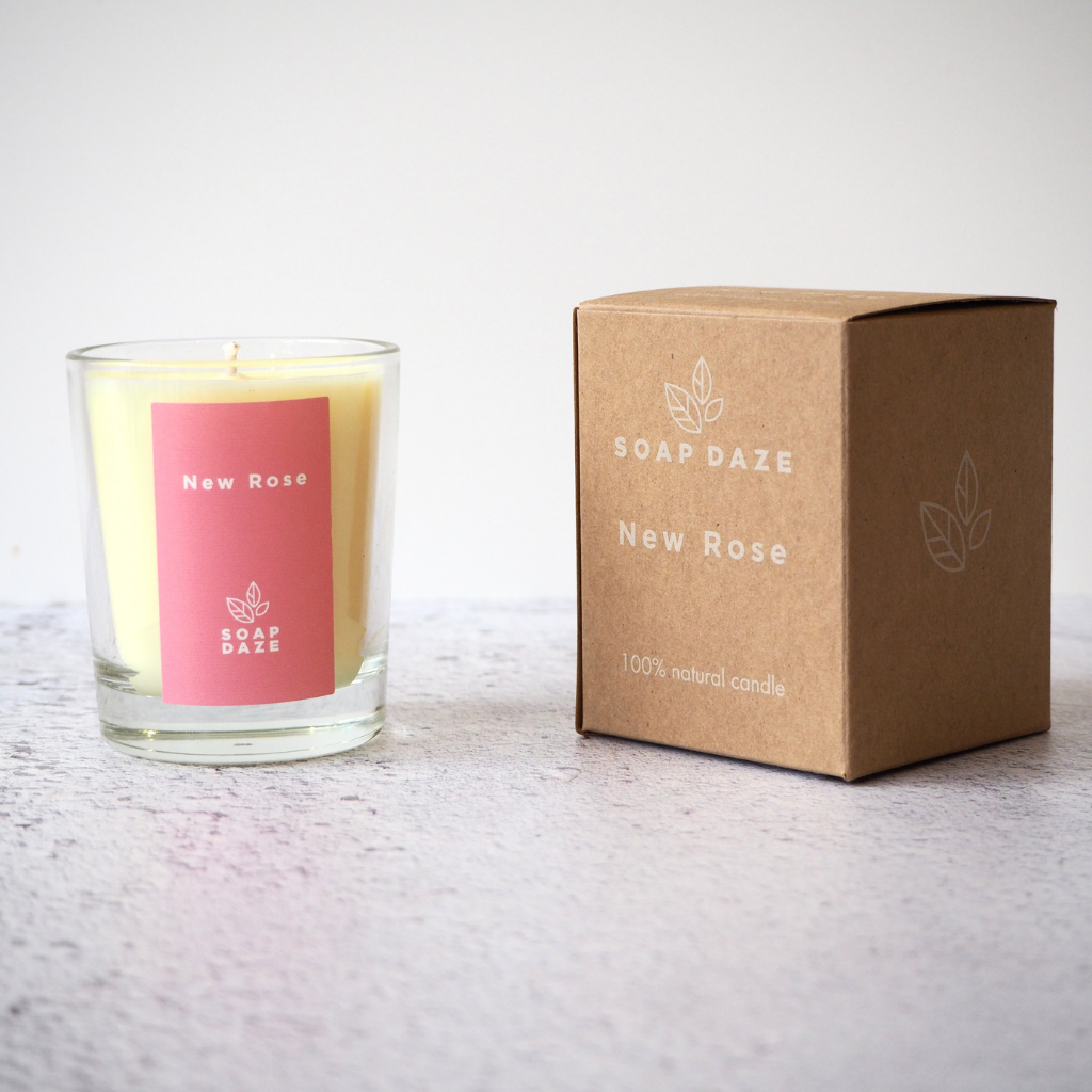 New Rose boxed votive candle