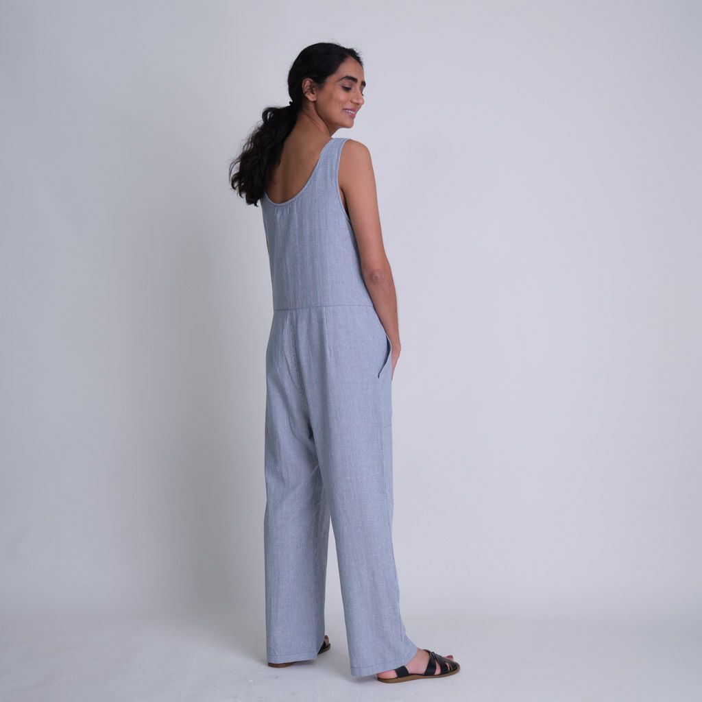 Amber Relaxed Jumpsuit in Blue & White Stripe