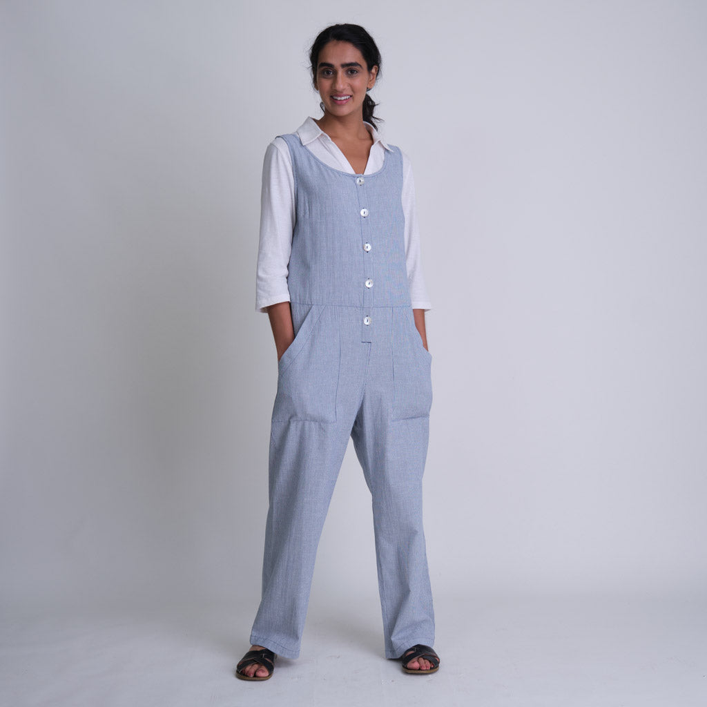 Amber Relaxed Jumpsuit in Blue &amp; White Stripe