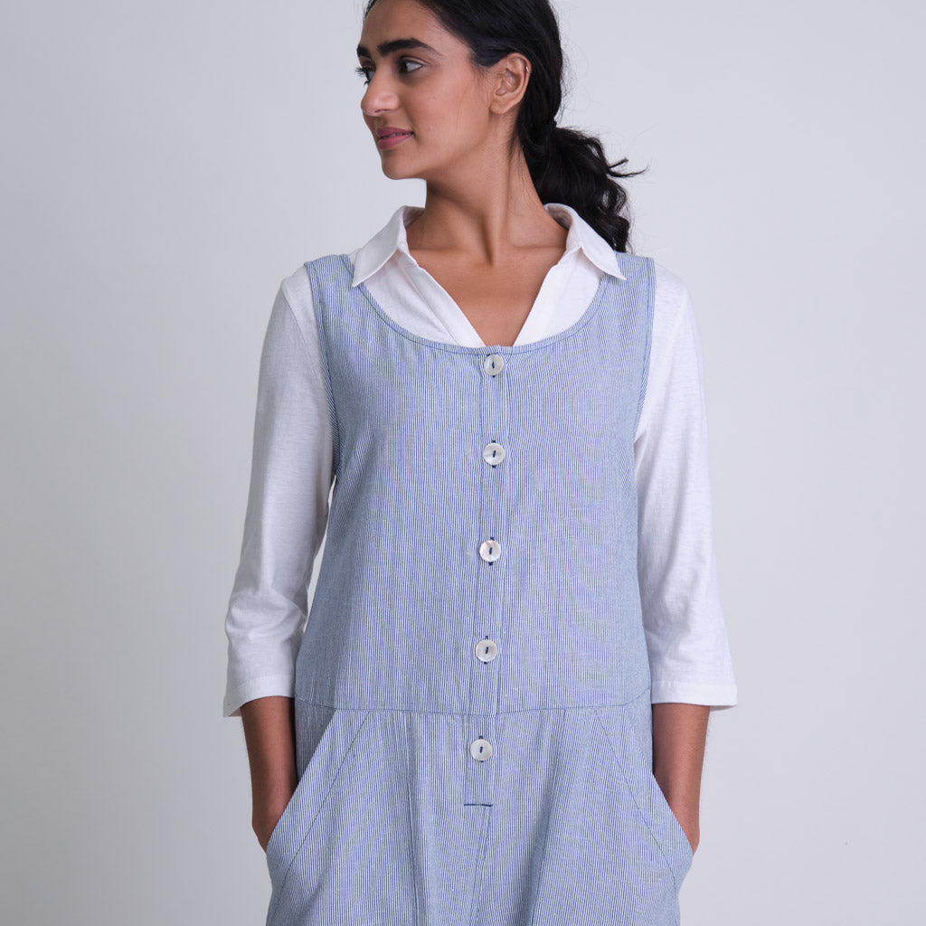 Amber Relaxed Jumpsuit in Blue & White Stripe