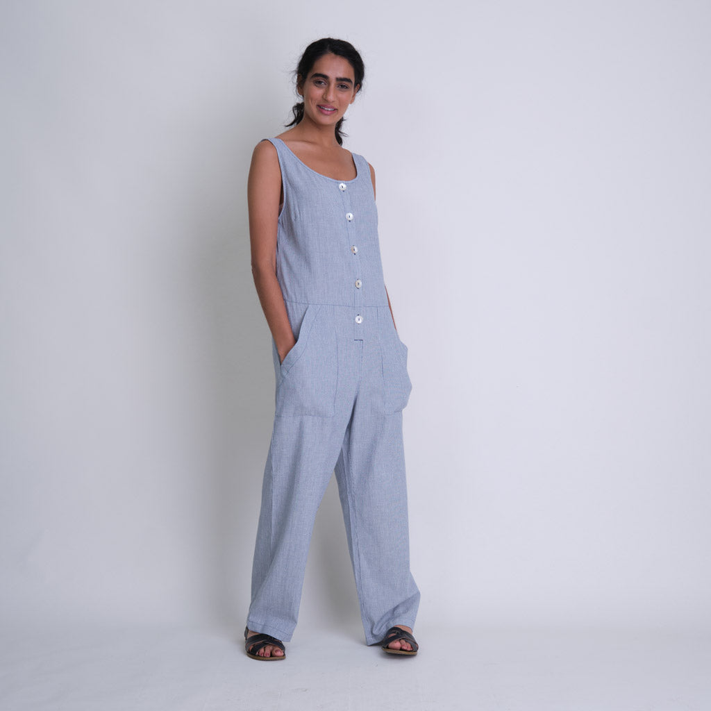 Amber Relaxed Jumpsuit in Blue &amp; White Stripe