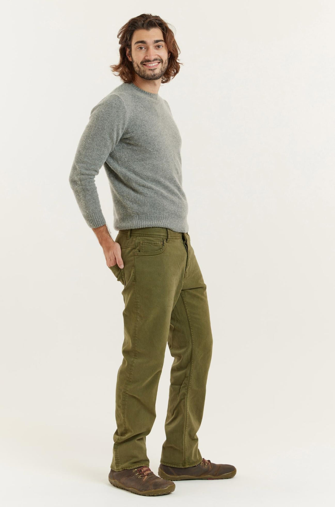Olive Recycled Wood Twill Satch Classic American Jeans
