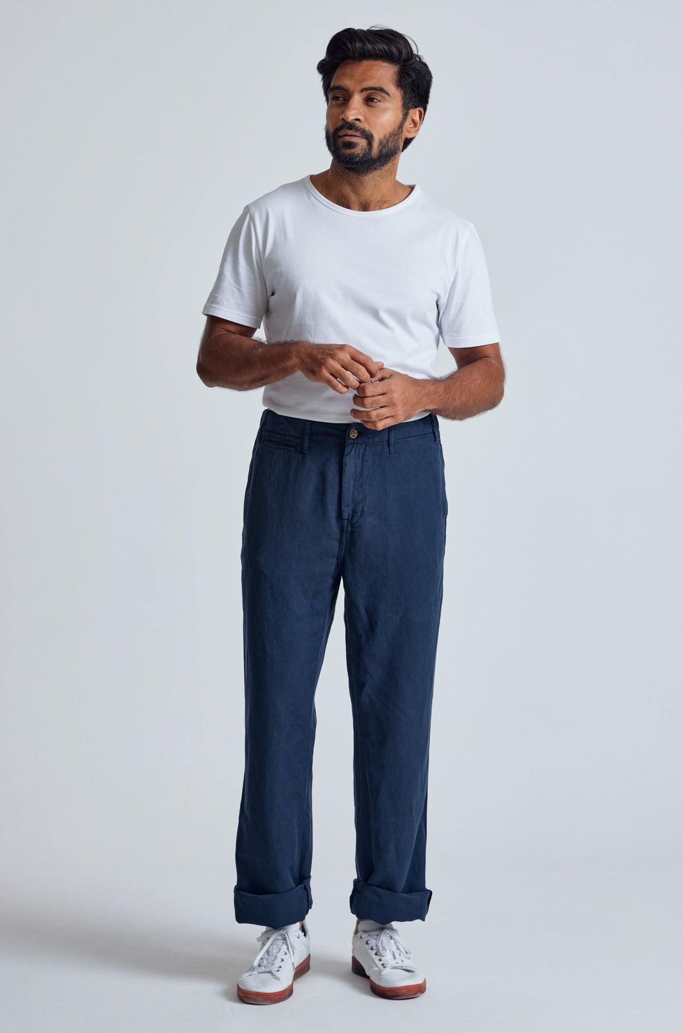 Navy The Bird Regular Fit Chino Trousers - GOTS Certified Organic Cotton and Linen