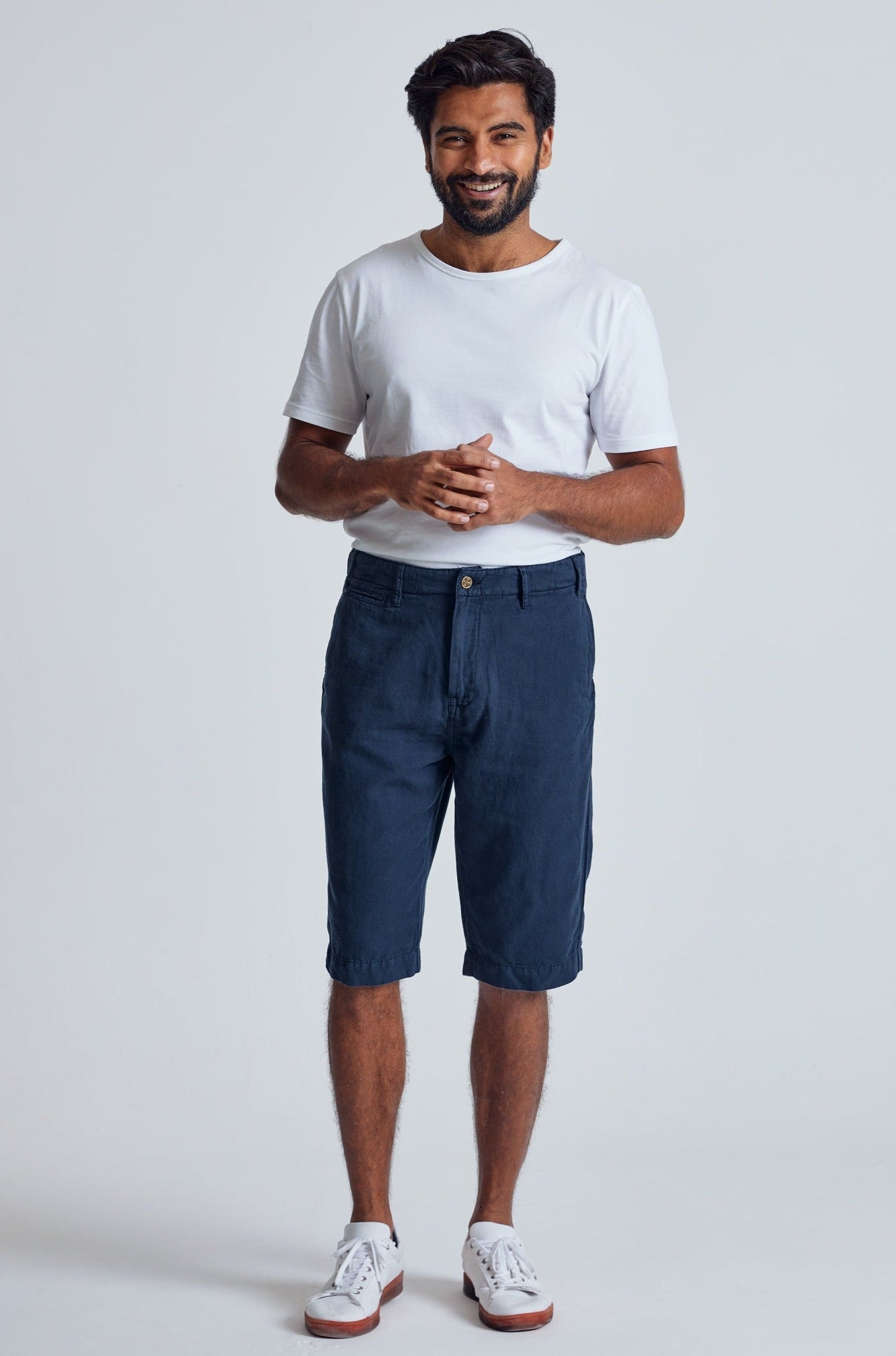Navy The Bird Regular Fit Shorts - GOTS Certified Organic Cotton and Linen