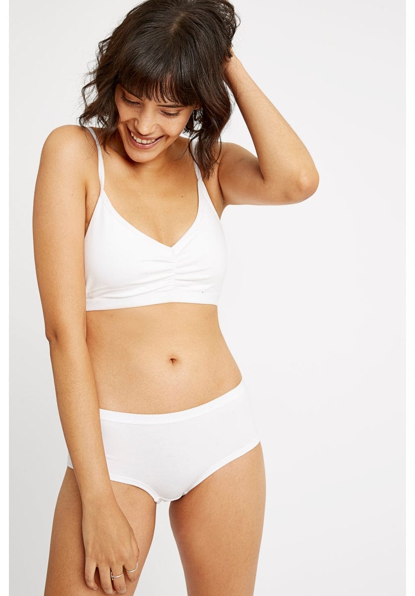 Organic Cotton White Soft Bra Top from People Tree at Sancho's, the home of  sustainable fashion in Exeter, Devon, UK.