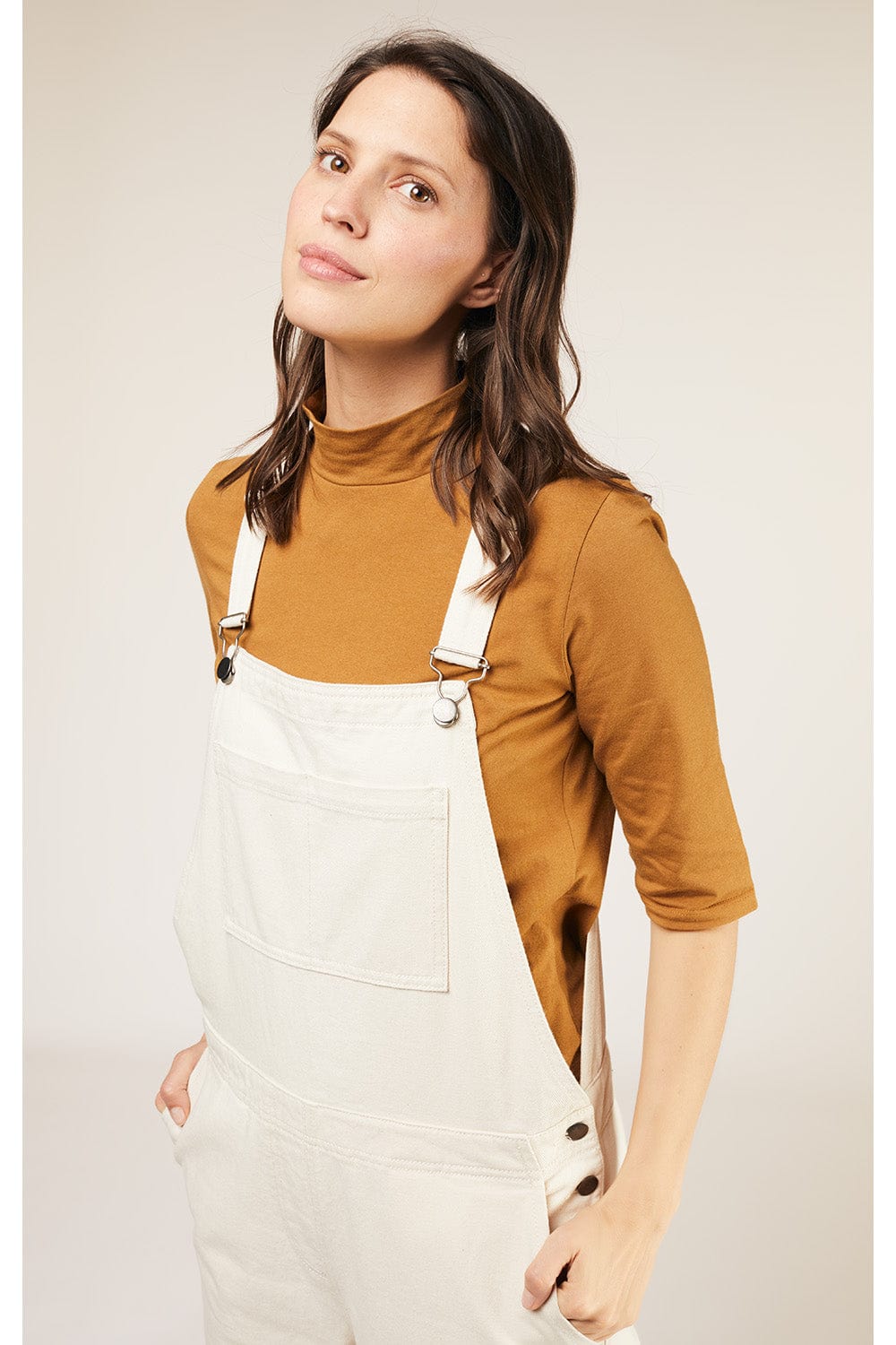 People Tree Dungarees Brooklyn Twill Dungarees in Natural