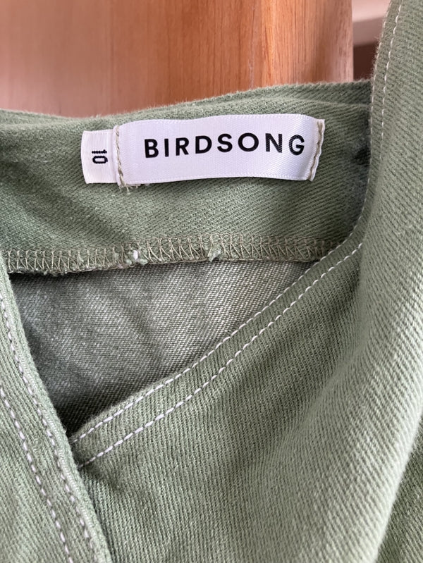 Preloved Birdsong London ‘Sanford’ organic denim jumpsuit in Chalk Green