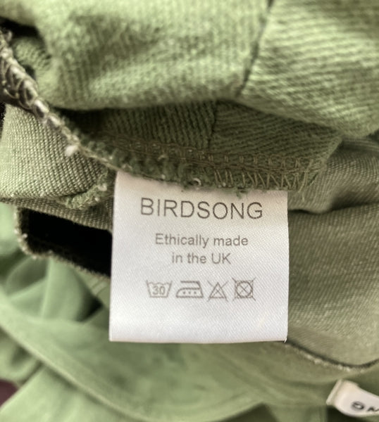 Preloved Birdsong London ‘Sanford’ organic denim jumpsuit in Chalk Green