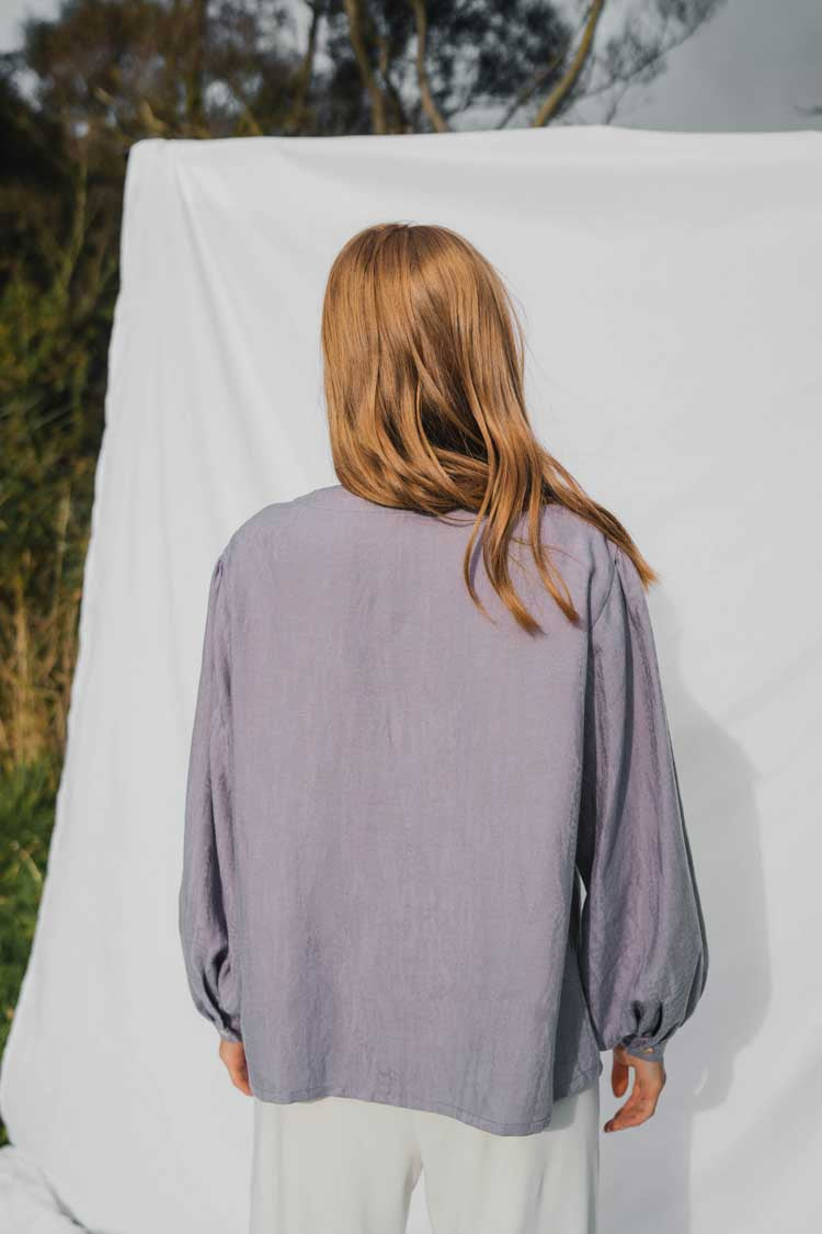 elegant blouse - fair fashion, lilac - back
